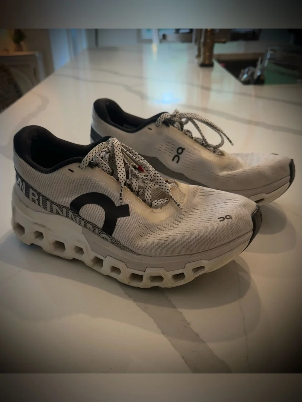 On cloudmonster Running women’s White and Black Athletic Running Shoes